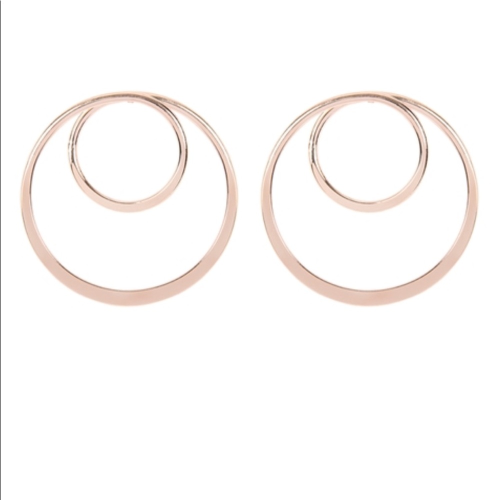 Riah Fashion Double Hoop Earrings Rose Gold